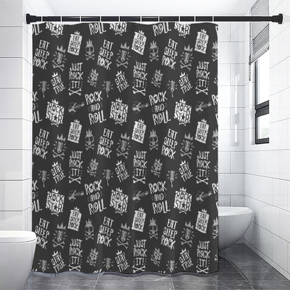 Rock And Roll Music Pattern Print Premium Shower Curtain
