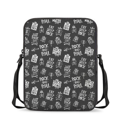 Rock And Roll Music Pattern Print Rectangular Crossbody Bag