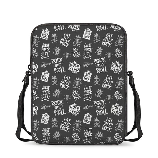 Rock And Roll Music Pattern Print Rectangular Crossbody Bag