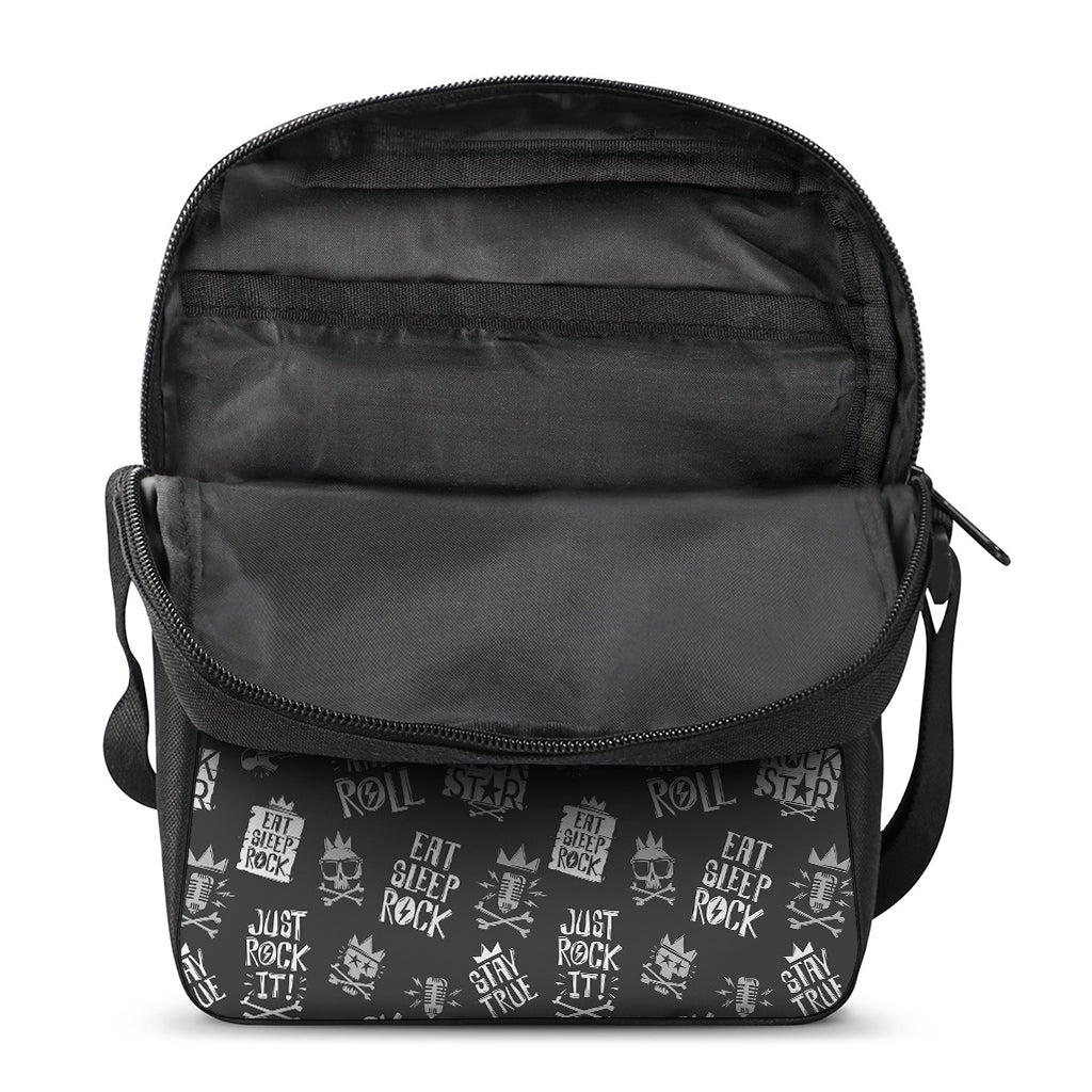 Rock And Roll Music Pattern Print Rectangular Crossbody Bag