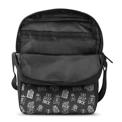 Rock And Roll Music Pattern Print Rectangular Crossbody Bag