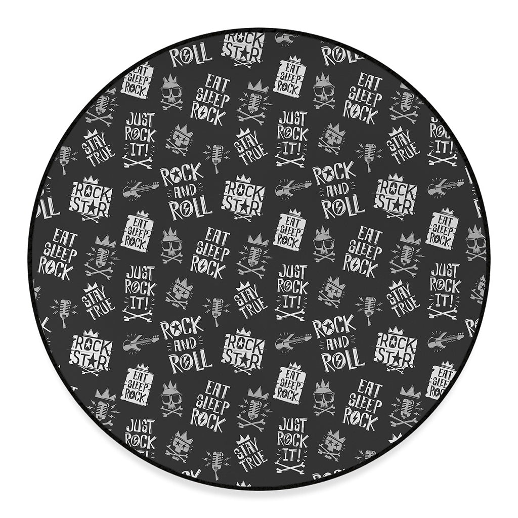 Rock And Roll Music Pattern Print Round Floor Mat
