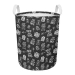 Rock And Roll Music Pattern Print Round Laundry Basket