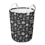Rock And Roll Music Pattern Print Round Laundry Basket