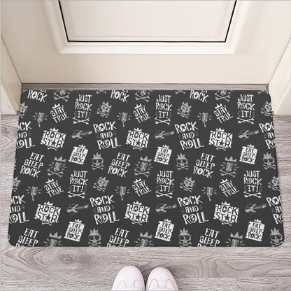 Rock And Roll Music Pattern Print Rubber Doormat