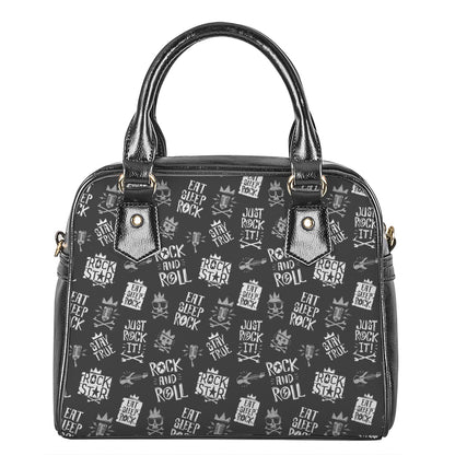 Rock And Roll Music Pattern Print Shoulder Handbag