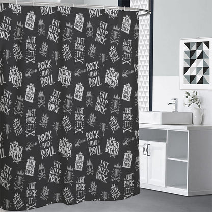 Rock And Roll Music Pattern Print Shower Curtain