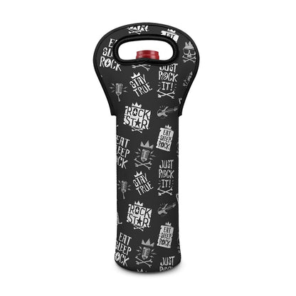 Rock And Roll Music Pattern Print Single Neoprene Wine Tote