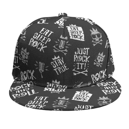 Rock And Roll Music Pattern Print Snapback Cap