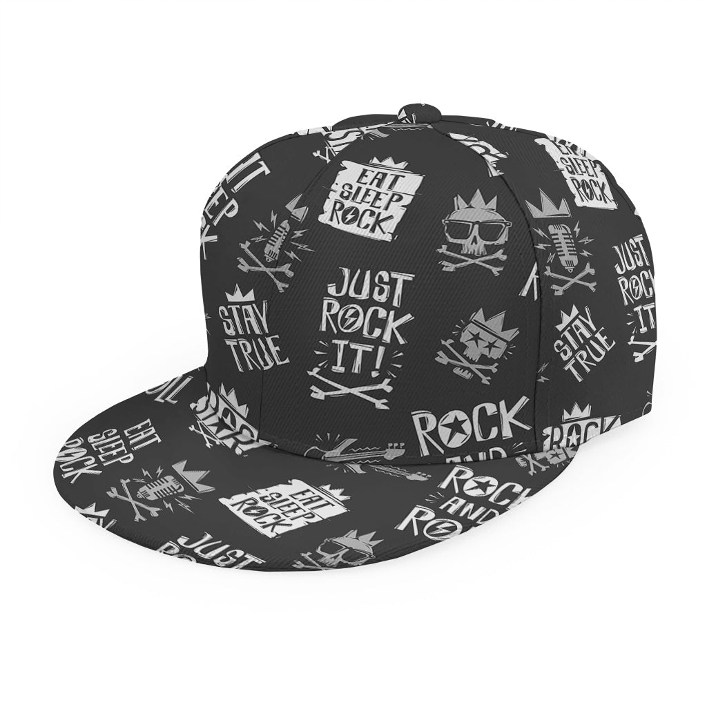 Rock And Roll Music Pattern Print Snapback Cap