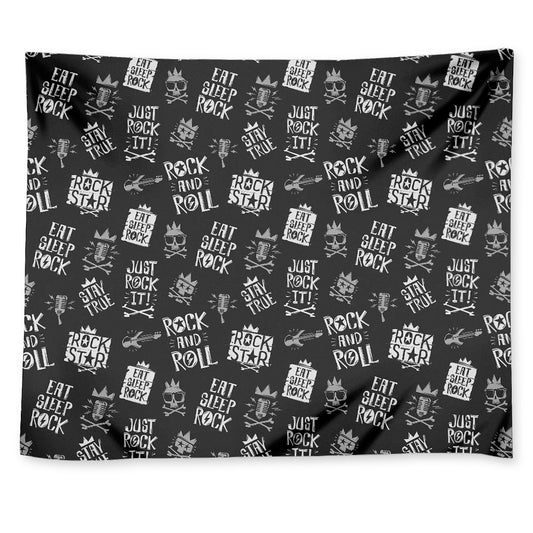 Rock And Roll Music Pattern Print Tapestry