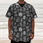 Rock And Roll Music Pattern Print Textured Short Sleeve Shirt