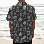 Rock And Roll Music Pattern Print Textured Short Sleeve Shirt