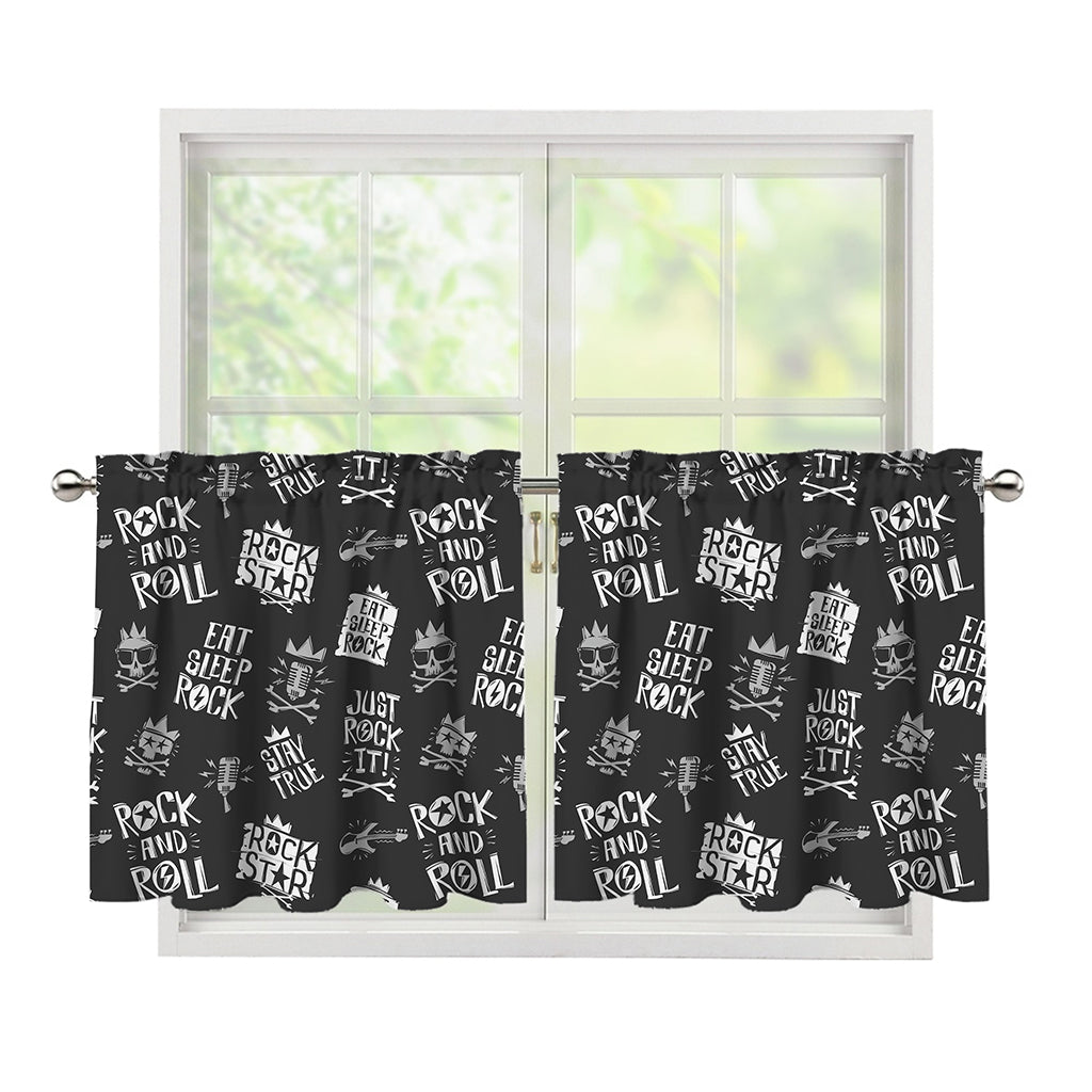 Rock And Roll Music Pattern Print Tier Curtains