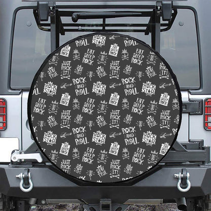 Rock And Roll Music Pattern Print Tire Cover