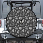 Rock And Roll Music Pattern Print Tire Cover With Camera Hole