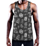 Rock And Roll Music Pattern Print Training Tank Top