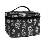 Rock And Roll Music Pattern Print Travel Makeup Bag