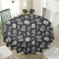 Rock And Roll Music Pattern Print Waterproof Round Tablecloth