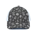 Rock And Roll Music Pattern Print White Mesh Trucker Hat