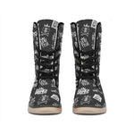 Rock And Roll Music Pattern Print Winter Boots