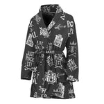 Rock And Roll Music Pattern Print Women's Bathrobe