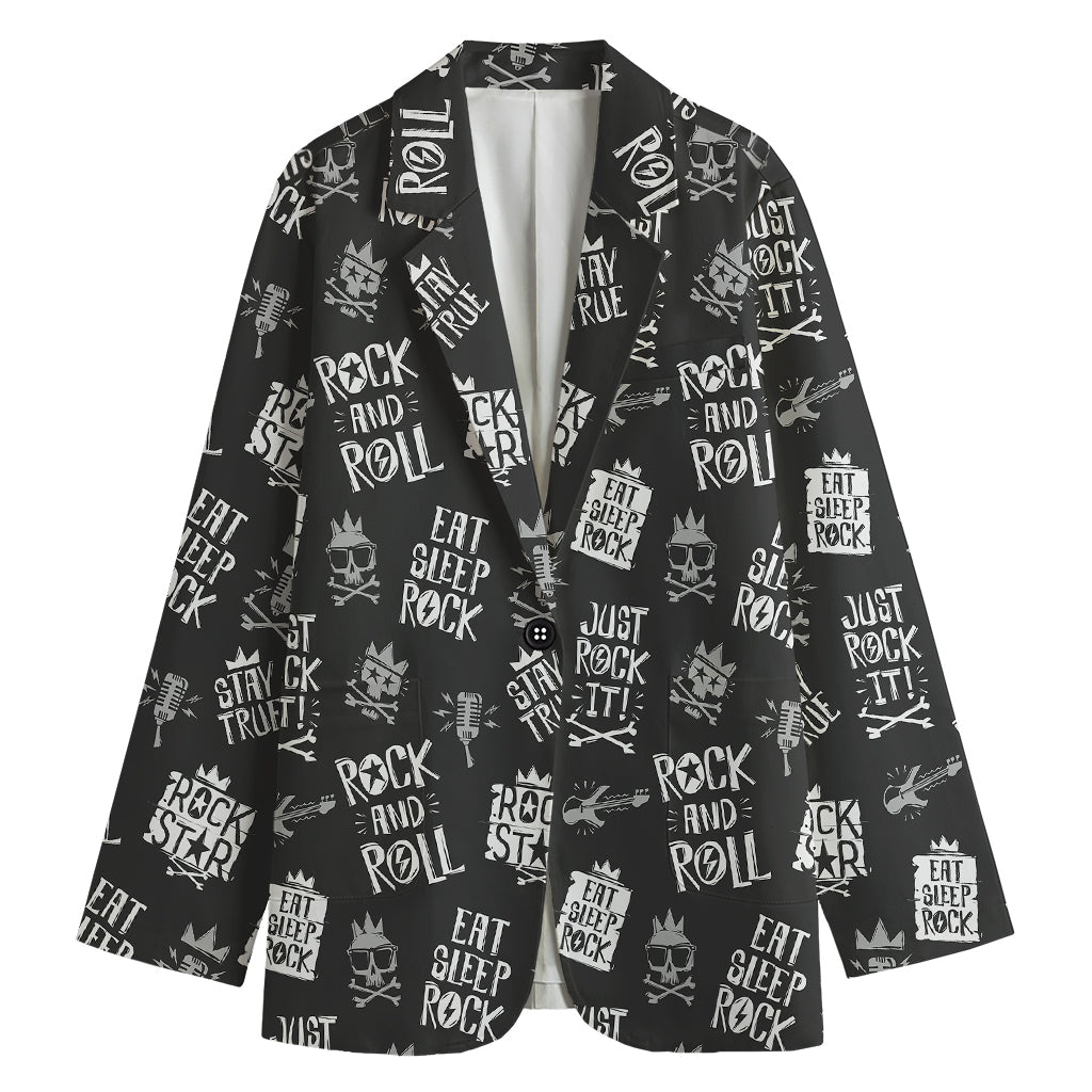 Rock And Roll Music Pattern Print Women's Blazer
