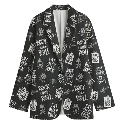 Rock And Roll Music Pattern Print Women's Blazer