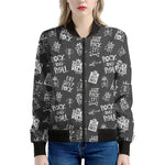 Rock And Roll Music Pattern Print Women's Bomber Jacket