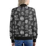 Rock And Roll Music Pattern Print Women's Bomber Jacket