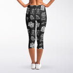 Rock And Roll Music Pattern Print Women's Capri Leggings