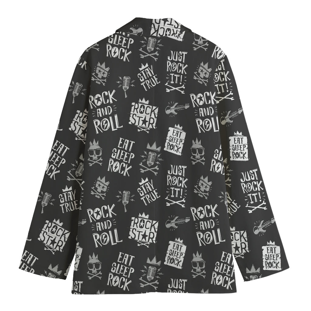 Rock And Roll Music Pattern Print Women's Cotton Blazer