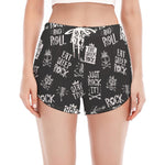 Rock And Roll Music Pattern Print Women's Split Running Shorts