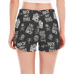 Rock And Roll Music Pattern Print Women's Split Running Shorts