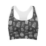 Rock And Roll Music Pattern Print Women's Sports Bra