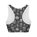 Rock And Roll Music Pattern Print Women's Sports Bra