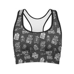 Rock And Roll Music Pattern Print Women's Sports Bra