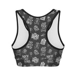 Rock And Roll Music Pattern Print Women's Sports Bra
