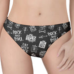 Rock And Roll Music Pattern Print Women's Thong