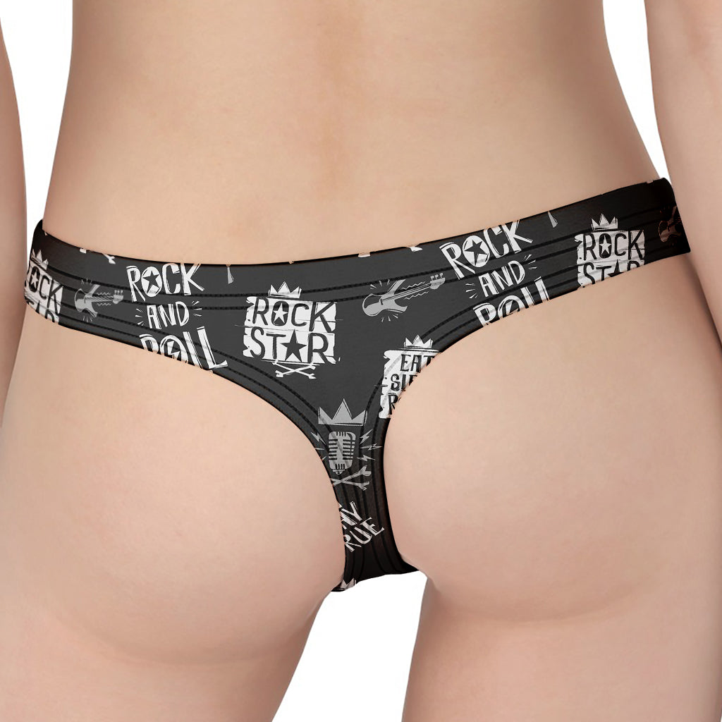 Rock And Roll Music Pattern Print Women's Thong