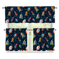 Rockets And Stars Pattern Print 3 Piece Kitchen Curtains