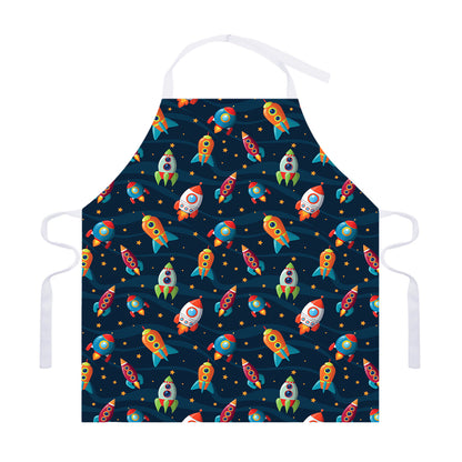 Rockets And Stars Pattern Print Adjustable Apron