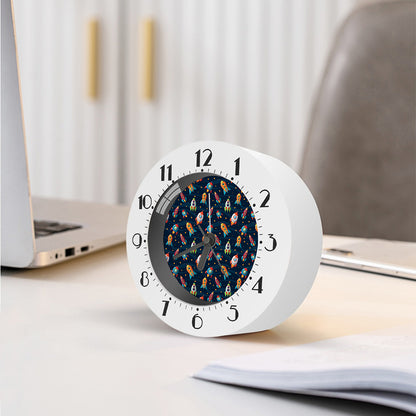 Rockets And Stars Pattern Print Alarm Clock