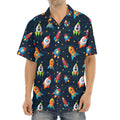 Rockets And Stars Pattern Print Aloha Shirt