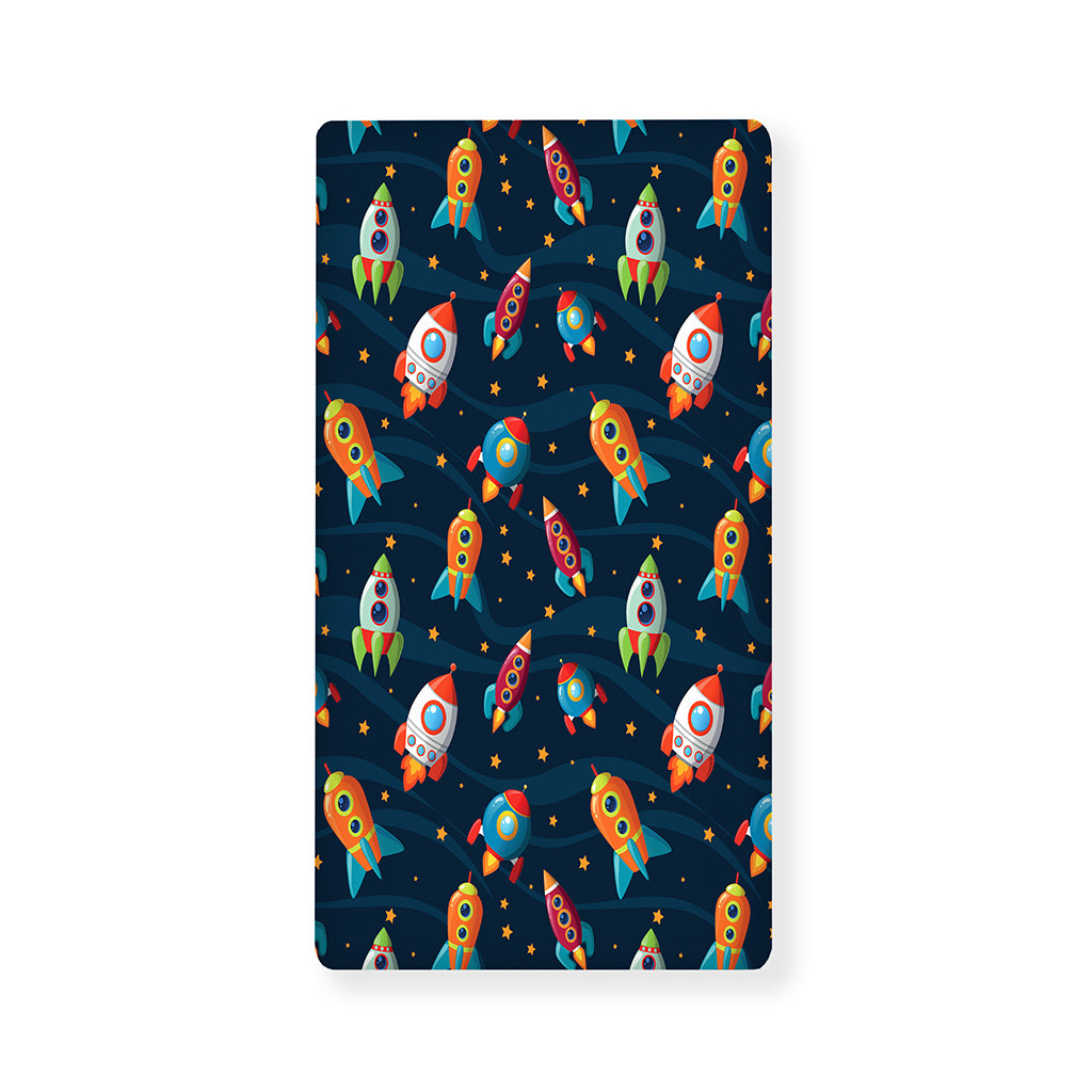 Rockets And Stars Pattern Print Baby Crib Sheet