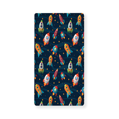 Rockets And Stars Pattern Print Baby Crib Sheet