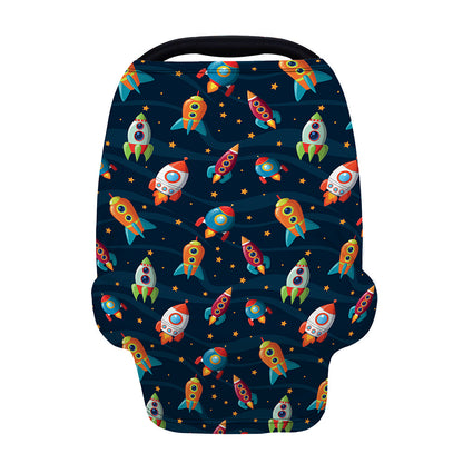 Rockets And Stars Pattern Print Baby Seat Cover
