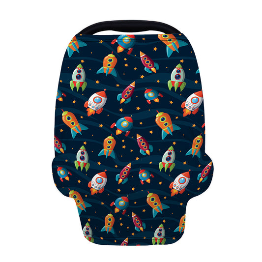 Rockets And Stars Pattern Print Baby Seat Cover