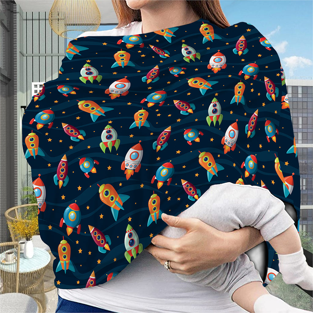 Rockets And Stars Pattern Print Baby Seat Cover