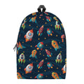 Rockets And Stars Pattern Print School Backpack